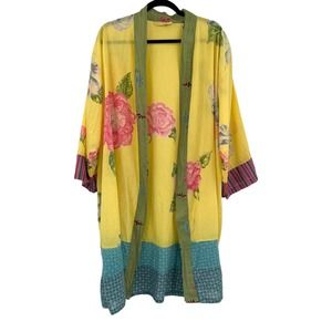 HANDPRINT Bright Floral Hand Printed Cotton Kimono